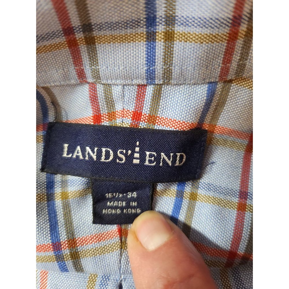 Lands’ End No Iron Long Sleeve Button Down Shirt Men’s Size 15.5 x 34